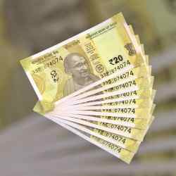 Alternative view of RS 20 INDIA BANK NOTE SEMI FANCY 10 NOTE SAME NUMBER SETS 074074 UNIQUE AND RARE