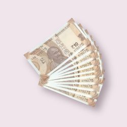 RS 10/- INDIA BANK NOTE SEMI FANCY 10 NOTE SAME NUMBER SET 075075 UNIQUE AND RARE