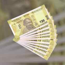 RS 20 INDIA BANK NOTE SEMI FANCY 10 NOTE SAME NUMBER SETS 092092 UNIQUE AND RARE