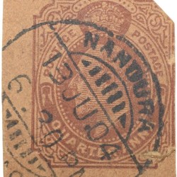 Post-Card Stamp of Edward VII 1/4 Anna with 'Nandura' Cancellation - Used Condition as per Image.