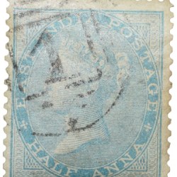 East India Postage Stamp of Victoria Queen (AD 1858) - Blue Colour 1/2 Anna - Gibbson Ty.37 - Used Condition as per Image, Rare.
