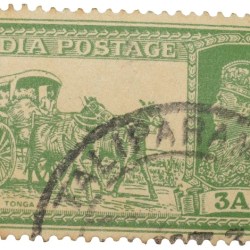 Postal Stamp of George VI Green Colour 2 Annas 'DAK TONGA' Issue Used Condition as per Image.