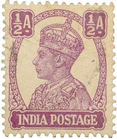 Postal Stamp of George VI Murhoom Colour 1/2 Anna Used Condition as per Image.