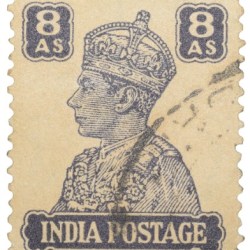 Postal Stamp of George VI Blue-White Colour 8 Annas Used Condition as per Image.