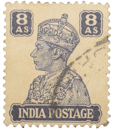 Postal Stamp of George VI Blue-White Colour 8 Annas Used Condition as per Image.