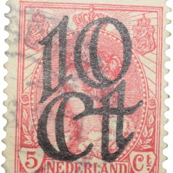 Postal Stamp of Nederland - 10 Cents Red Colour -Used Condition as per Image