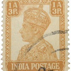 Postal Stamp of George VI 1 Anna 3 Pies Brown Colour - Used Condition as per Image.