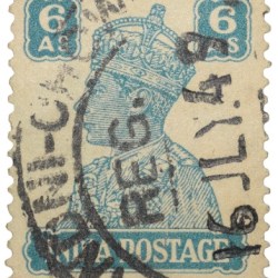 Postal Stamp of George VI 6 Annas Ultramarino Colour - Used Condition as per Image.