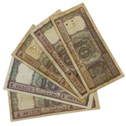 10 Rupees Old ORNAMENTAL DIAMOND Issue P.C BHATTACHARYA & L.K JHA Mixed Lot 5 Notes **SCARE** Used Collectable Grades.