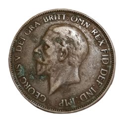 Alternative view of UNITED KINGDOM Bronze ONE PENNY Year 1928 King GEORGE-V "Big Size" Collectable Grade.
