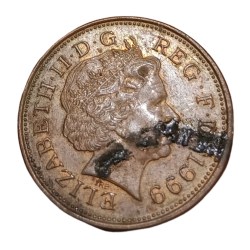 Alternative view of UNITED KINGDOM 2 PENCE Year 1999 Queen ELIZABETH-II High Collectable Grade.