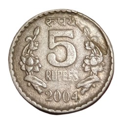 5 Rupees Cu/Ni Year 2004 Calcutta Mint with INDENT Error High Collectable Grade.