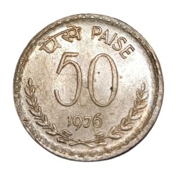 Alternative view of 50 Paisa Cu/Ni Year 1976 & 1977 CALCUTTA Mint 2 Coins are in UNC Grades.