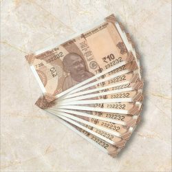 RS 10/- INDIA BANK NOTE SEMI FANCY 10 NOTE SAME NUMBER SET 232232 UNIQUE AND RARE