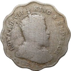 Copper-Nickel 1 Anna of Edward VII (AD 1910) of Calcutta Mint Rare
