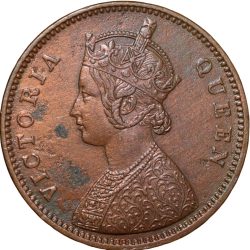 Copper 1/4 Anna of Victoria Queen (AD 1862) of Calcutta Mint Reverse Type 1