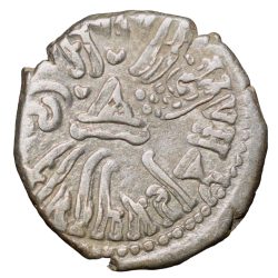 Silver Drachma of Rudrasena II(AD255-77) of Western Kshatrapas Double-Struck Error