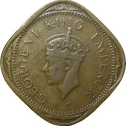 Nickel-Brass 2 Annas of George VI (AD 1943) of Bomay Mint