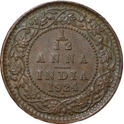 Alternative view of Bronze 1/12 Anna of George V (AD 1924) of Bombay Mint Die-Clash Error Rare