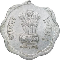 Alternative view of Aluminium 10 Paise of Republic India (AD 1984) of Bombay Mint with Clipped Error