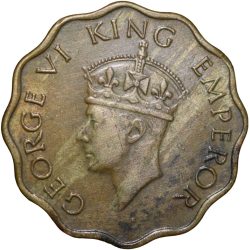 Nickel-Brass 1 Anna of George VI (AD 1942) of Bombay Mint