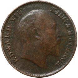 Bronze 1/12 Anna of Edward VII (AD 1910) of Calcutta Mint Very Fine