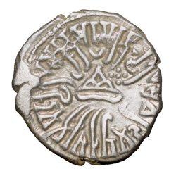 Alternative view of Silver Drachma of Rudrasena II(AD255-77) of Western Kshatrapas Beautiful Grade