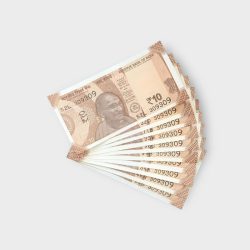 RS 10/- INDIA BANK NOTE SEMI FANCY 10 NOTE SAME NUMBER SET 309309 UNIQUE AND RARE