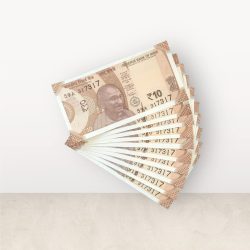 RS 10/- INDIA BANK NOTE SEMI FANCY 10 NOTE SAME NUMBER SET 317317 UNIQUE AND RARE