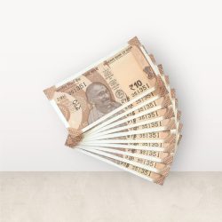 RS 10/- INDIA BANK NOTE SEMI FANCY 10 NOTE SAME NUMBER SET 351351 UNIQUE AND RARE