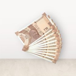 Rs 10/- India Bank Note Semi Fancy 10 Note Same Number Set 352352 Unique and Rare