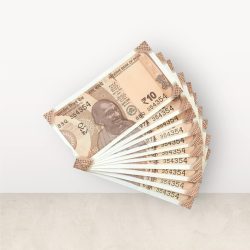 RS 10/- INDIA BANK NOTE SEMI FANCY 10 NOTE SAME NUMBER SET 354354 UNIQUE AND RARE