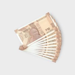 RS 10/- INDIA BANK NOTE SEMI FANCY 10 NOTE SAME NUMBER SET 360360 UNIQUE AND RARE