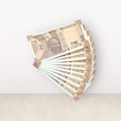 RS 10/- INDIA BANK NOTE SEMI FANCY 10 NOTE SAME NUMBER SET 373373 UNIQUE AND RARE