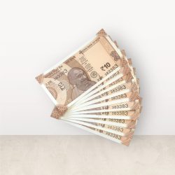 RS 10/- INDIA BANK NOTE SEMI FANCY 10 NOTE SAME NUMBER SET 383383 UNIQUE AND RARE