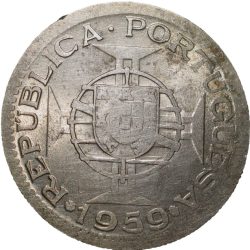 Copper-Nickel 3 Escudos of Portuguesa India (AD 1959) Scarce KM34