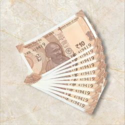 RS 10/- INDIA BANK NOTE SEMI FANCY 10 NOTE SAME NUMBER SET 419419 UNIQUE AND RARE