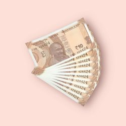 RS 10/- INDIA BANK NOTE SEMI FANCY 10 NOTE SAME NUMBER SET 424424 UNIQUE AND RARE