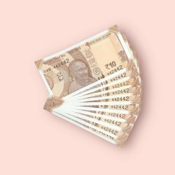 RS 10/- INDIA BANK NOTE SEMI FANCY 10 NOTE SAME NUMBER SET 442442 UNIQUE AND RARE