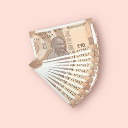 RS 10/- INDIA BANK NOTE SEMI FANCY 10 NOTE SAME NUMBER SET 447447 UNIQUE AND RARE