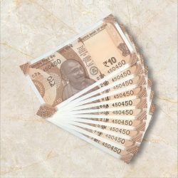 RS 10/- INDIA BANK NOTE SEMI FANCY 10 NOTE SAME NUMBER SET 450450 UNIQUE AND RARE