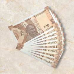 RS 10/- INDIA BANK NOTE SEMI FANCY 10 NOTE SAME NUMBER SET 453453 UNIQUE AND RARE