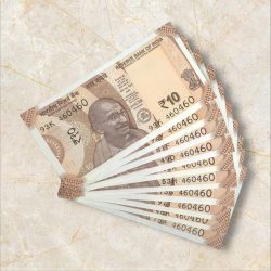 RS 10/- INDIA BANK NOTE SEMI FANCY 10 NOTE SAME NUMBER SET 460460 UNIQUE AND RARE