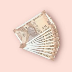 RS 10/- INDIA BANK NOTE SEMI FANCY 10 NOTE SAME NUMBER SET 525525 UNIQUE AND RARE