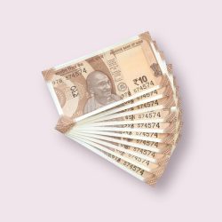 RS 10/- INDIA BANK NOTE SEMI FANCY 10 NOTE SAME NUMBER SET 574574 UNIQUE AND RARE