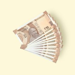 RS 10/- INDIA BANK NOTE 10 NOTE SAME NUMBER SET 582582 GEM UNC