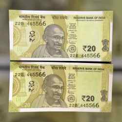 Rs 20 INDIA Banknote SEMI FANCY TWIN SET 22B 445566 UNIQUE AND RARE