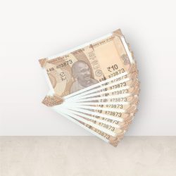 RS 10/- INDIA BANK NOTE SEMI FANCY 10 NOTE SAME NUMBER SET 873873 UNIQUE AND RARE