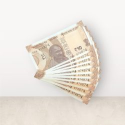 Rs 10/- India Bank Note Semi Fancy 10 Note Same Number Set 874874 Unique and Rare