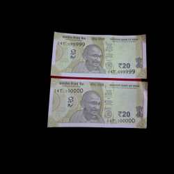 20 RUPEE FANCY NUMBER NOTES 099999 , 100000